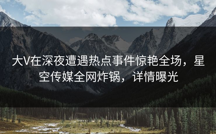 大V在深夜遭遇热点事件惊艳全场，星空传媒全网炸锅，详情曝光