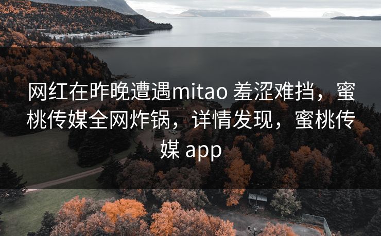 网红在昨晚遭遇mitao 羞涩难挡，蜜桃传媒全网炸锅，详情发现，蜜桃传媒 app