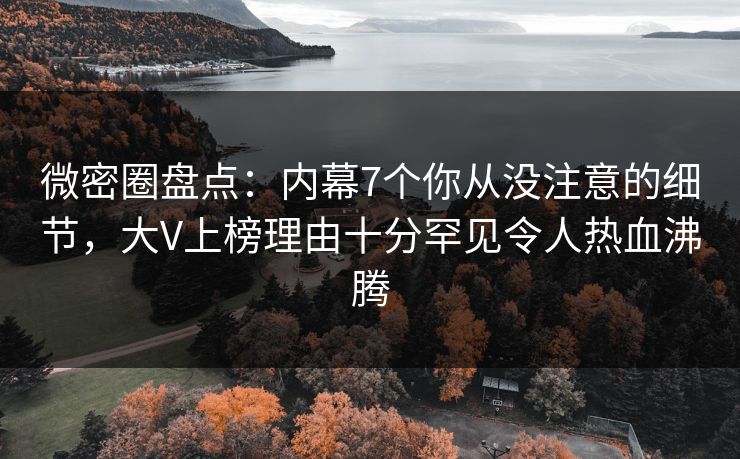 微密圈盘点：内幕7个你从没注意的细节，大V上榜理由十分罕见令人热血沸腾
