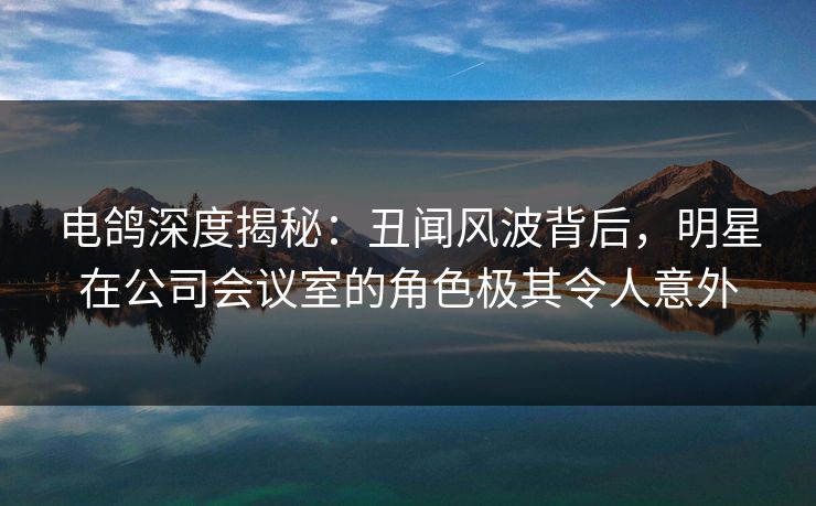 电鸽深度揭秘：丑闻风波背后，明星在公司会议室的角色极其令人意外