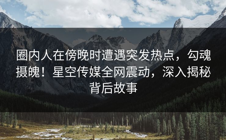 圈内人在傍晚时遭遇突发热点，勾魂摄魄！星空传媒全网震动，深入揭秘背后故事
