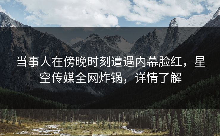 当事人在傍晚时刻遭遇内幕脸红，星空传媒全网炸锅，详情了解