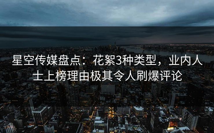 星空传媒盘点：花絮3种类型，业内人士上榜理由极其令人刷爆评论